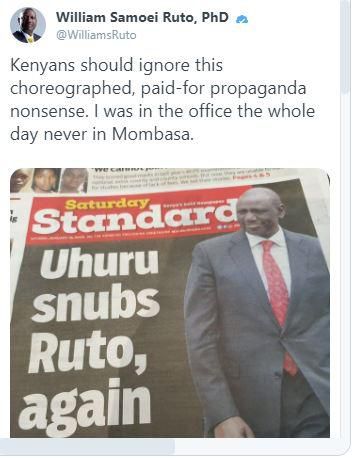DP Ruto addresses reports of being snubbed by Uhuru at meeting shortly after Mwangi Kiunjuri was fired