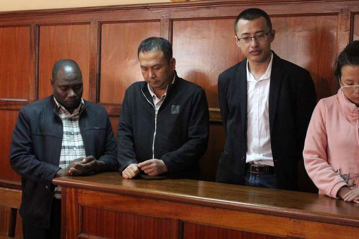 File image of a Kenyan National and three Chinese nationals who were arrested with wildlife trophies in 2029 at the Milimani Law Courts