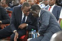 President Uhuru Kenyatta with AU envoy Raila Odinga