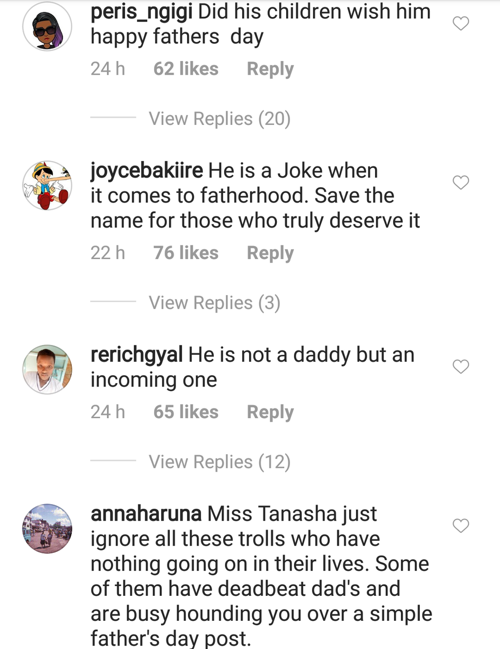 Fans react to Tanasha’s Father’s Day message to Diamond 3