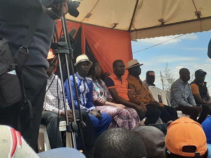 Raila Odinga follows proceedings at an ODM rally Kamukunji grounds on 25 August 2019