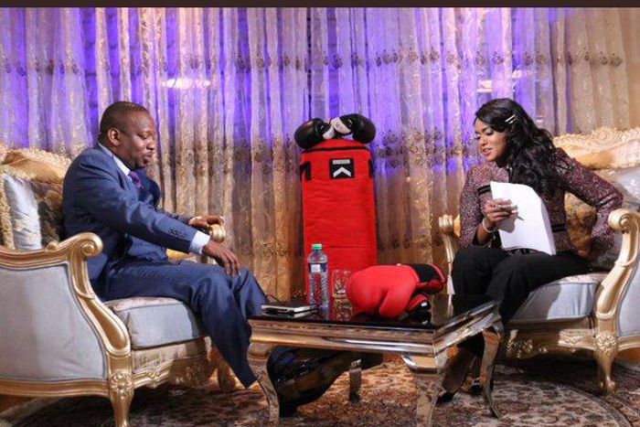 Anne Kiguta duing interview with Governor Mike Sonko