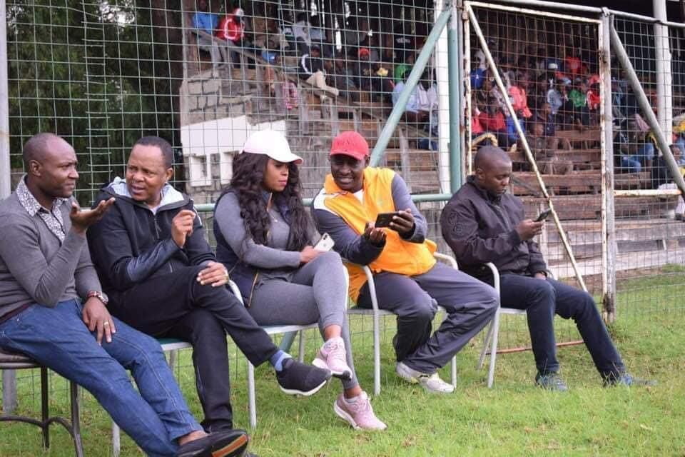 Lillian with Jared at the Old Trafford Karuturi Stadium in Naivasha