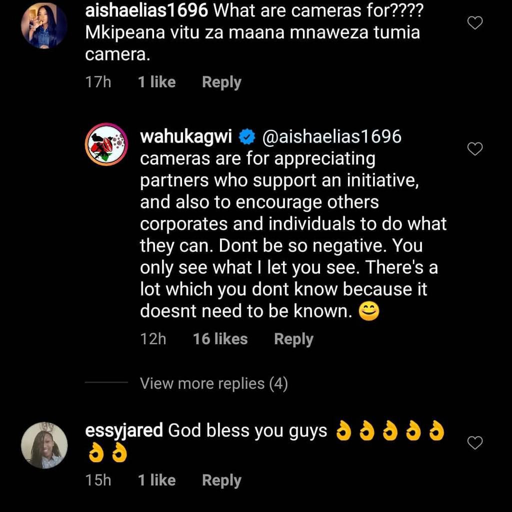 Singer Wahu responds after being accused of publicizing her donations to the poor