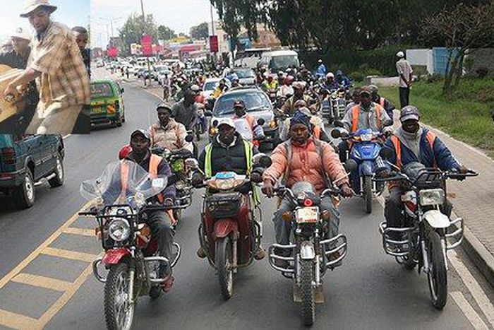A convoy of boda bodas and cars escorts the body of businessman Fai Amario for burial in Naivasha in 2010 (photo courtesy of Nation)