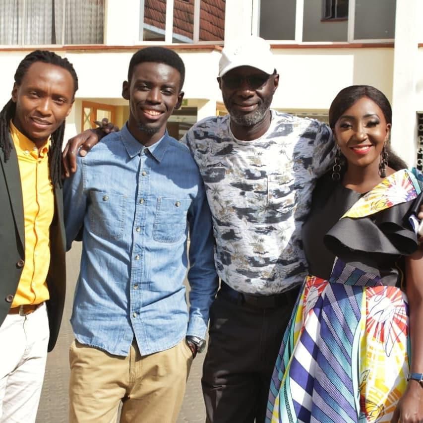 Former Rauka host Enid Moraa with Ken tha DJ, Andy Mburu and  Fred Machoka