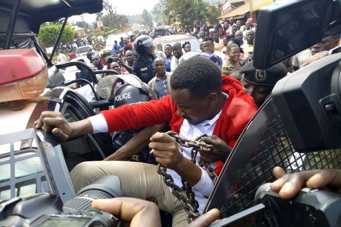 MP SSewanyana being arrested. Photo by Ella shots