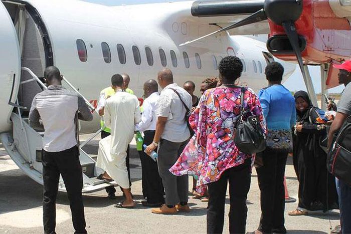 File image of passengers boarding a plane at Manda Airport
