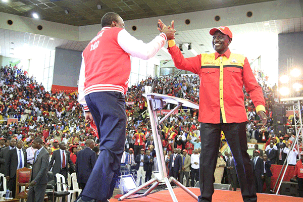 President Uhuru Kenyatta with DP Ruto during the launch of Jubilee party