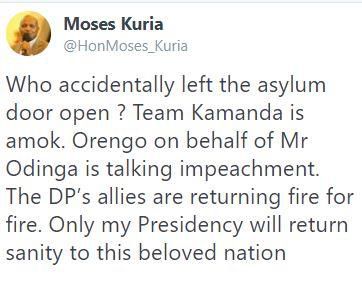 Moses Kuria's tweet