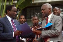 Wiper Democratic Movement leader Kalonzo Musyoka (left) and Makueni Governor Kivutha Kibwana