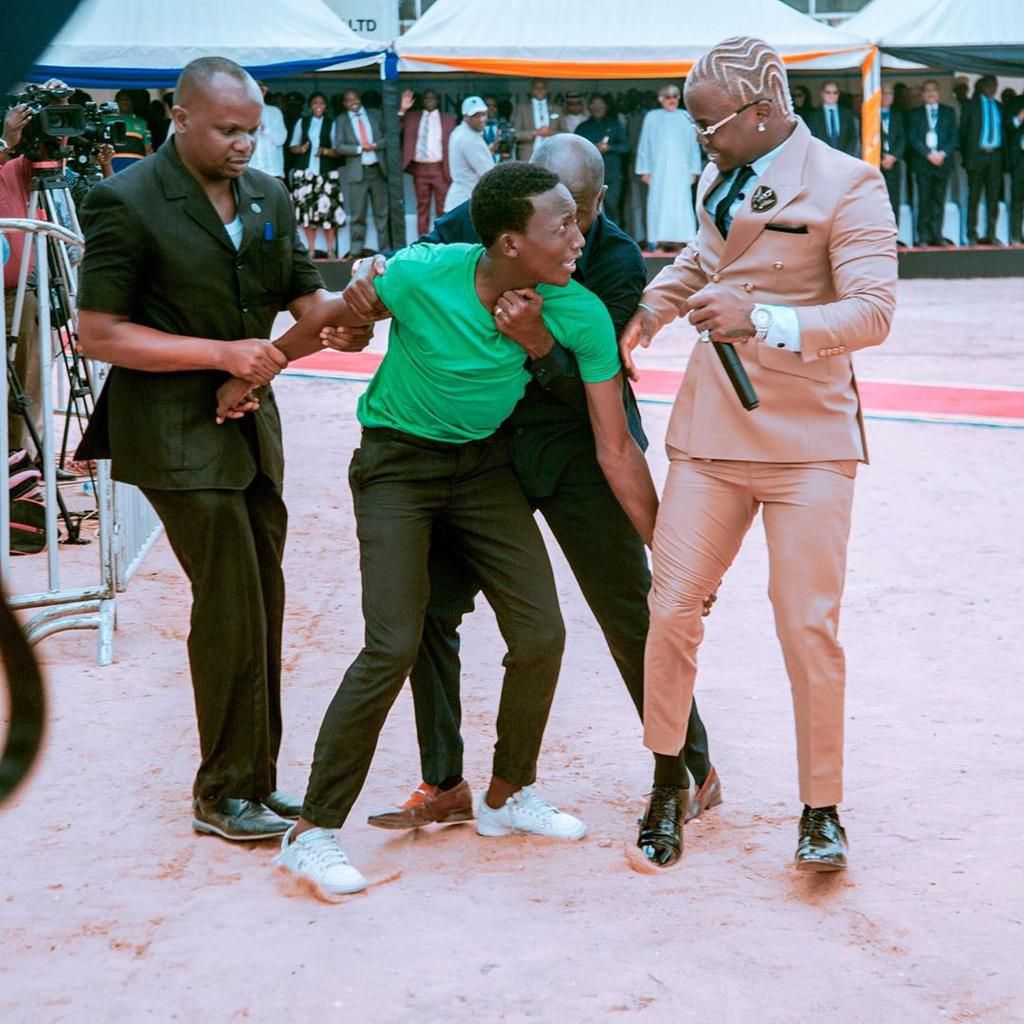 Harmonize speaks after fan dramatically disrupted his performance for Magufuli