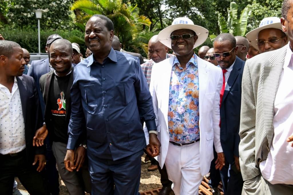 Raila Odinga with other delegates at a recent BBI conference