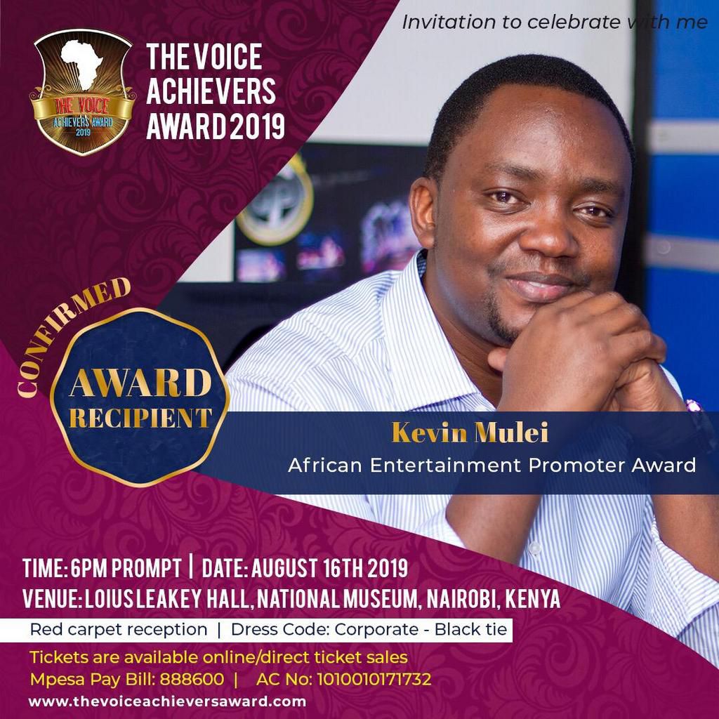 NRG Boss Kevin Mulei among recipient of the “The Voice Achievers Awards”