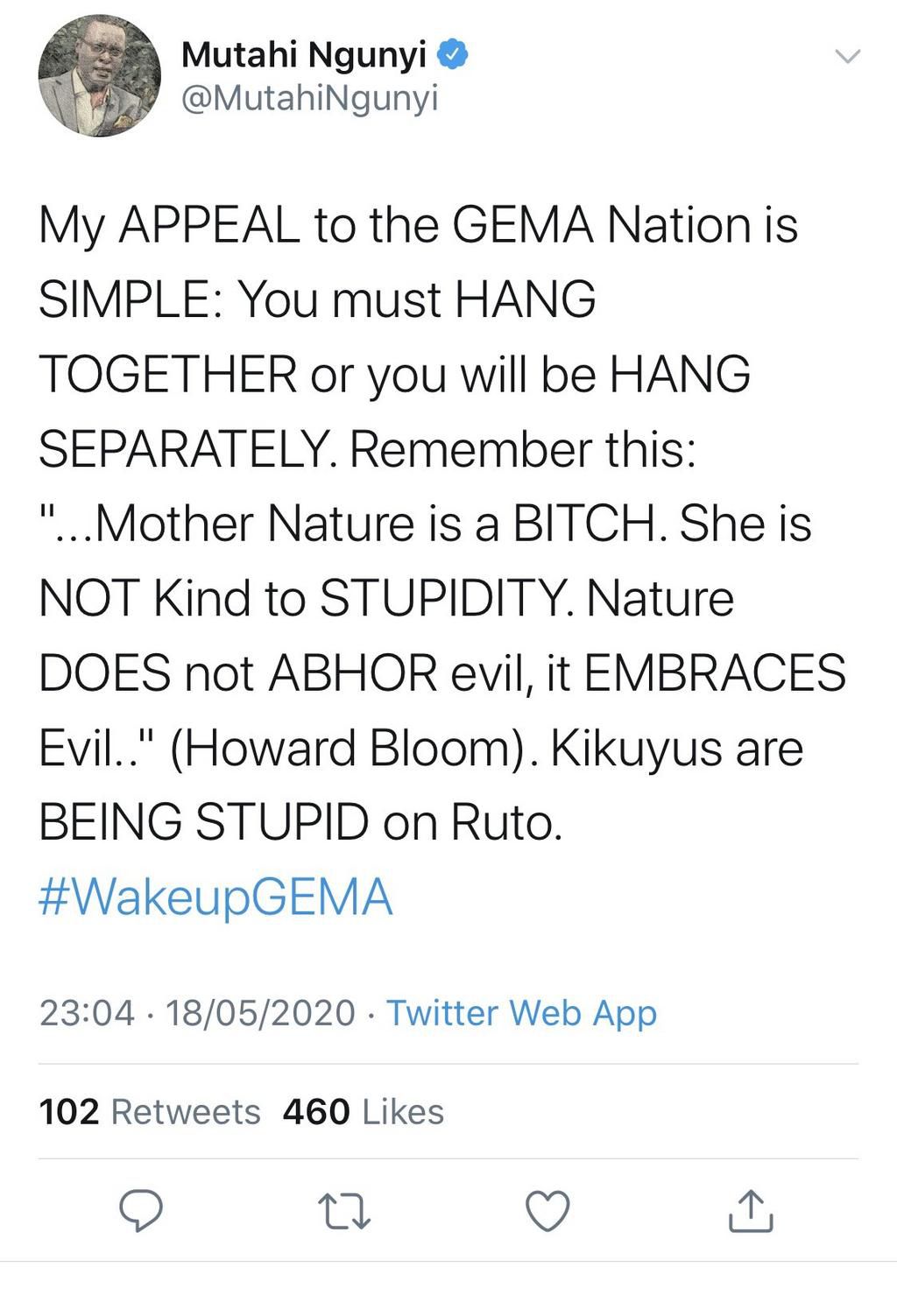 Is he going through something? Senator Murkomen after Mutahi Ngunyi deleted Ruto tweet