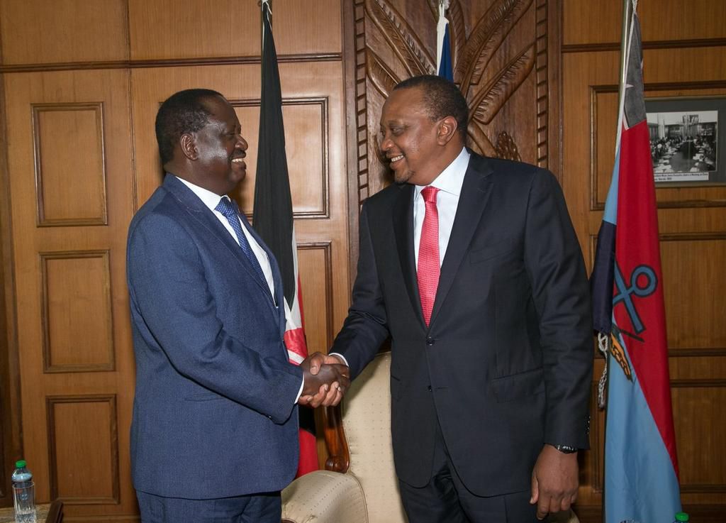 President Uhuru Kenyatta with NASA leader Raila Odinga