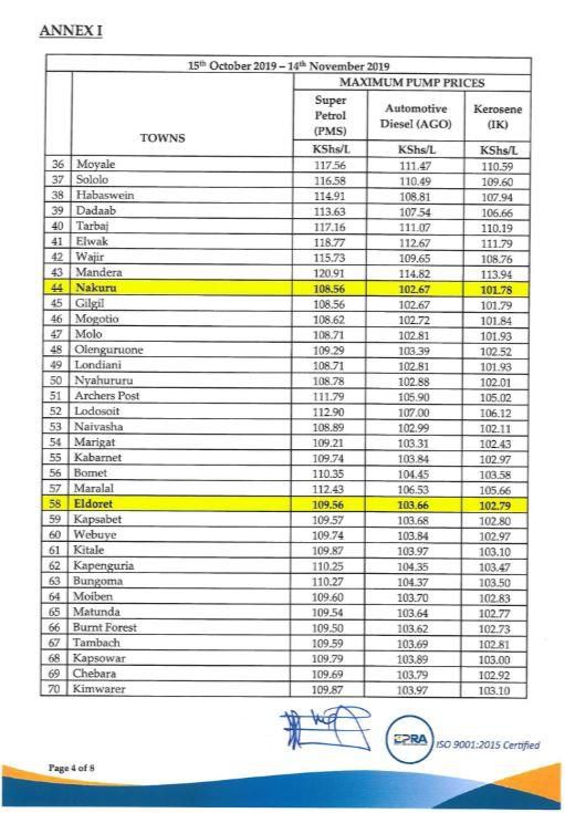 EPRA announces new fuel prices