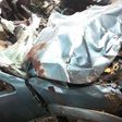 The mangled wreck of the vehicle which Murang'a Water CEC Paul Macharia was driving