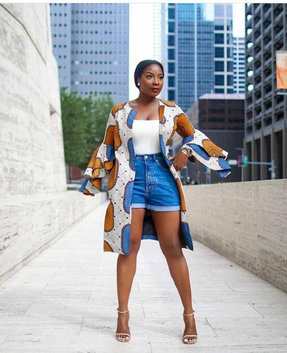 Ankara and denim styles (Pinterest)