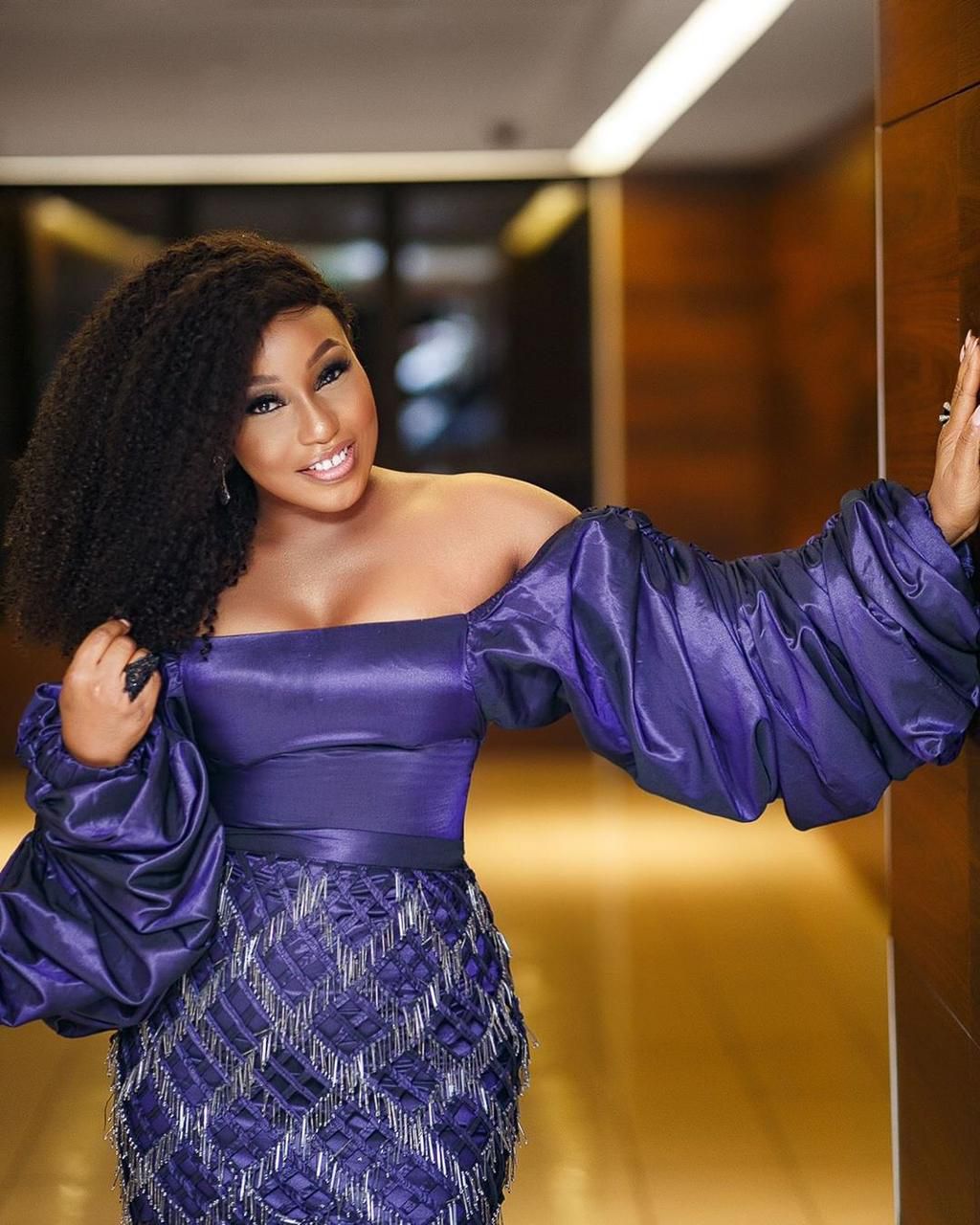 Rita Dominic does it again in this stunning and classy outfit by Tiffany Amber [Credit: Instagram/ritadominic]