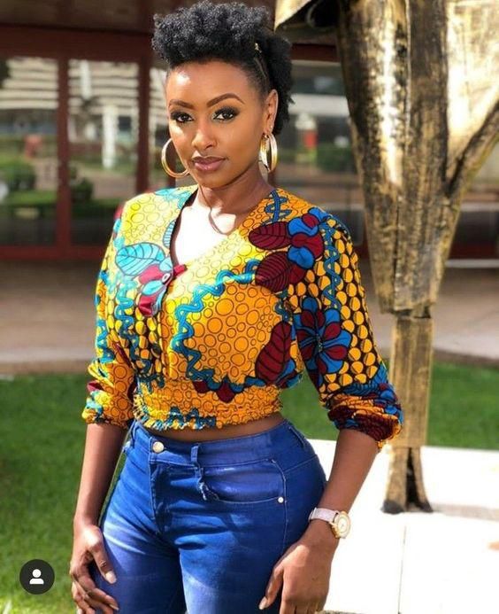 Ankara and denim styles (Pinterest)