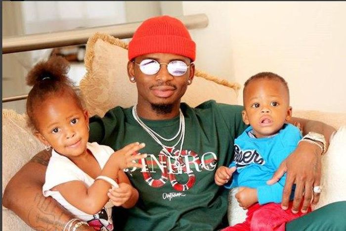 Diamond Platnumz and his Kids Princess Tiffah and Prince Nillan