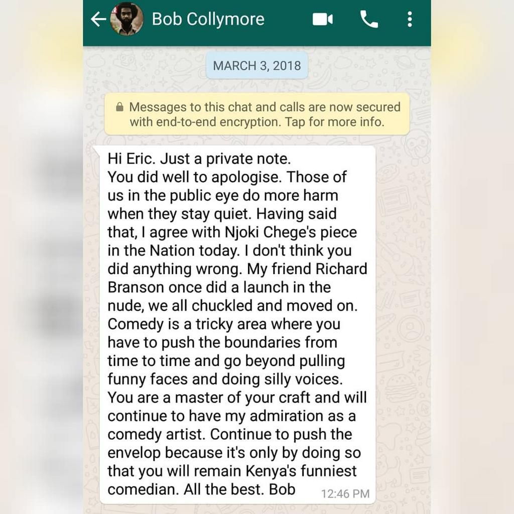 Eric Omondi with the late  Safaricom CEO Bob Collymore