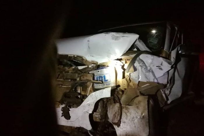 Odonga Otto's crashed vehicle (Twitter)