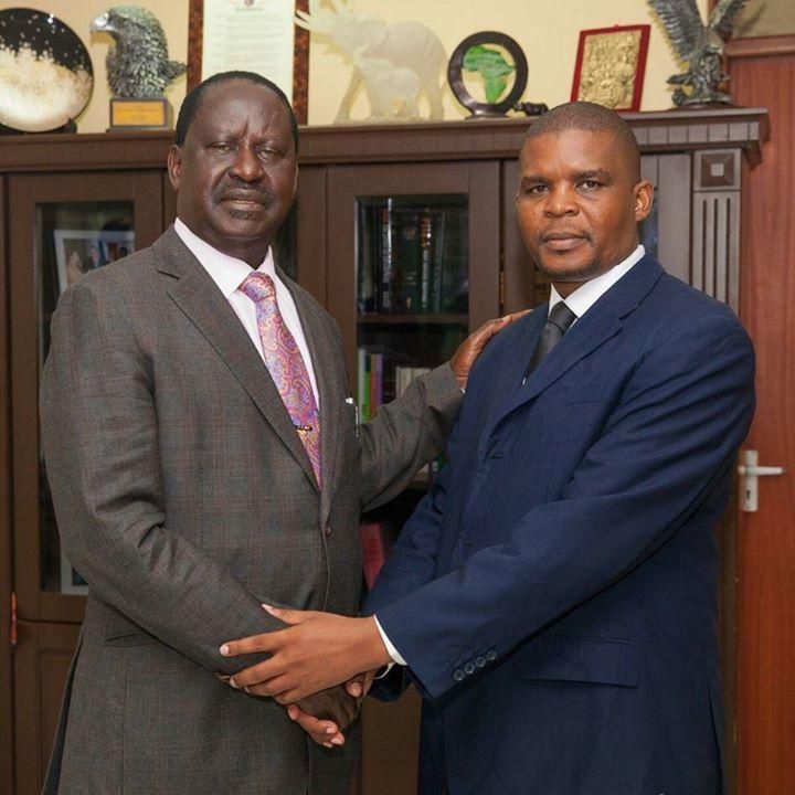 File image of Raila Odinga with Christopher Karan. ODM lost the Ugenya by-elections to MDG's David Ochieng