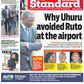 Top Image of the Standard Newspaper on Monday