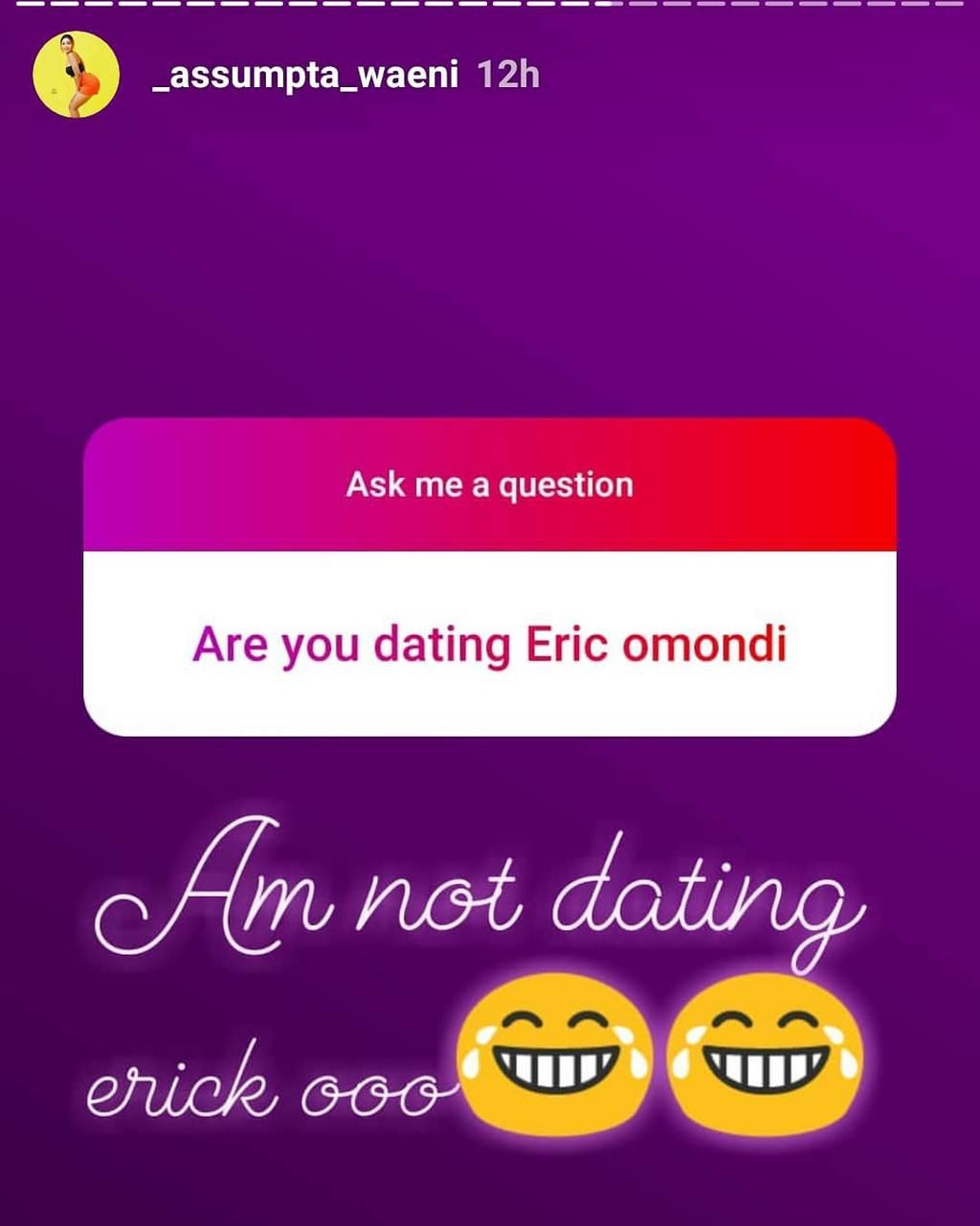 Assumpta waeni on dating Eric Omondi.