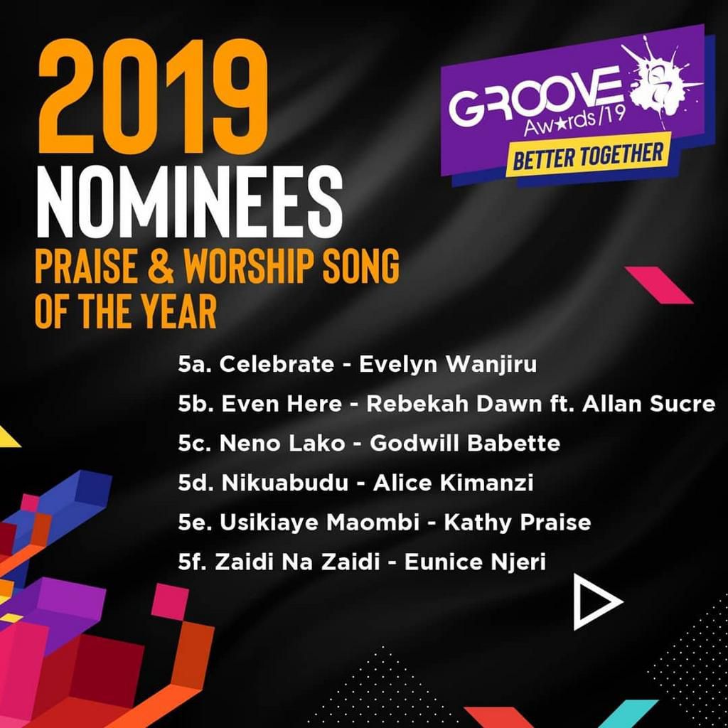 Groove Awards List of Nominees for 2019