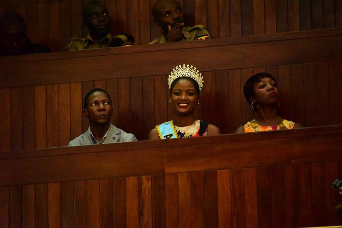 Miss Uganda Quiin Abenakyo in Parliament on Wednesday