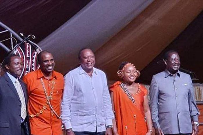 Kalonzo Muyoka, Kamotho Waiganjo, President Uhuru Kenyatta, Anne Waiguru and Raila Odinga