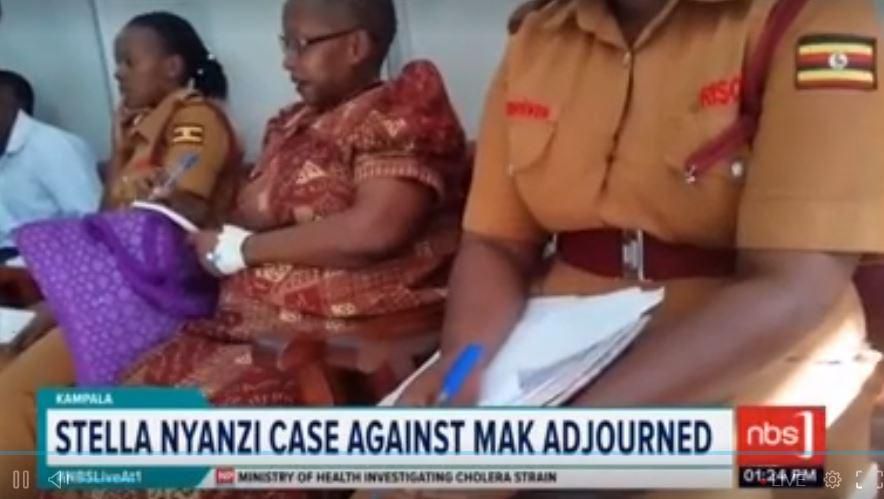 A screen grab from NBS TV of frail-looking Stella Nyanzi in court