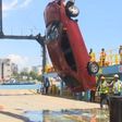 Kenya Navy retrieving the car that plunged into the Indian Ocean on Saturday