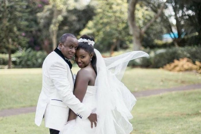 Phil and Kate on their wedding day  ( @mwanikiweddings)