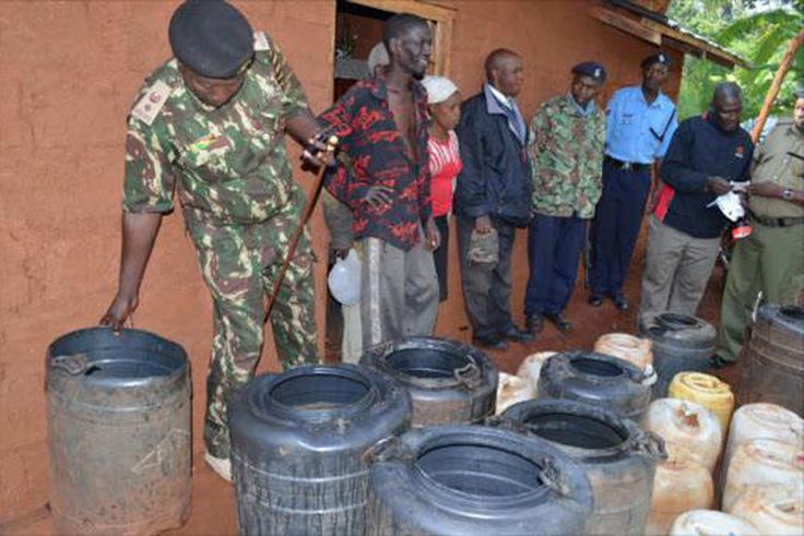 Police impounding illicit brew