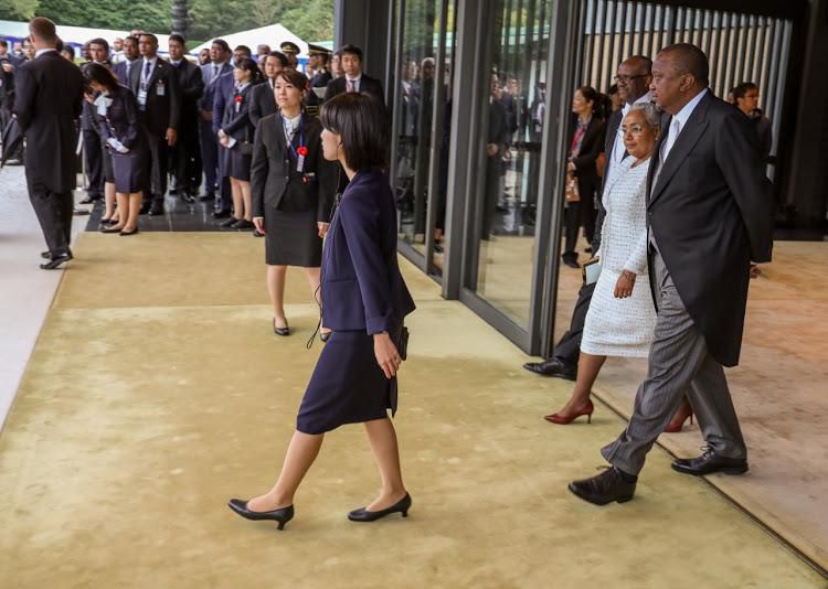 President Uhuru Kenyatta and First Lady Margaret Kenyatta in Tokyo, Japan