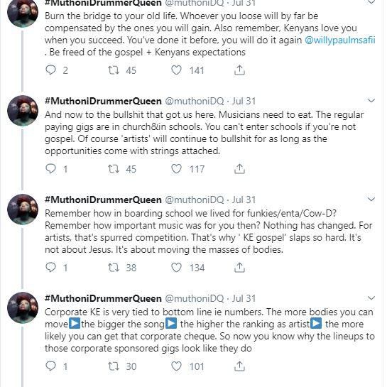 Muthoni drummer queen to Willy Paul