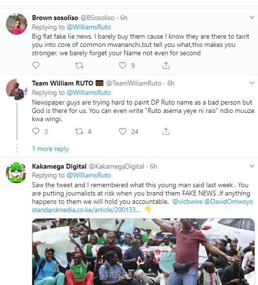 DP Ruto pleads with Newspapers to refrain from using his name to spread fake news