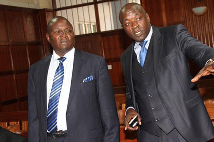 Lawyers Assa Nyakundi (L) and Cliff Ombeta (R) during a past appearance in court (Twitter)