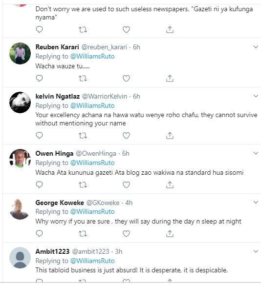 DP Ruto pleads with Newspapers to refrain from using his name to spread fake news