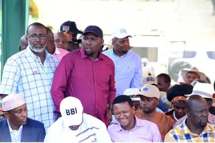 Moses Kuria and Kipchumba Murkomen missed seats at the BBI rally in Meru