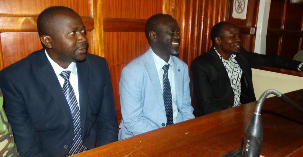 Migori Governor Okoth Obado his co-accused Caspal Obiero and Michael Oyamo