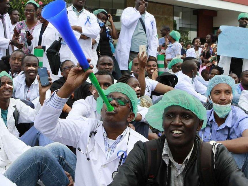 File photo of Kenyan doctors demonstrating. Over 2000 doctors de-registered in new campaign to get rid of quacks