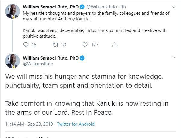 DP Ruto's staff killed in grissly road accident