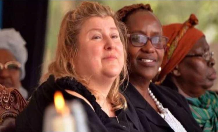 Monica Okoth (left) during Ken Okoth's Memorial Service at Starehe Boys Centre in Nairobi