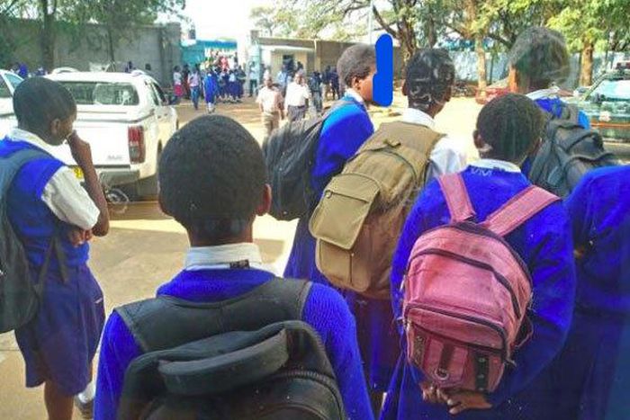 File image of Kisumu Girls High School students heading home on July 2, 2018 the school was clossed following student unrests