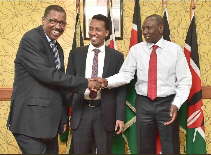 DP Ruto with a section of Wajir County politicians at his office when he received Mohamed Elmi who pulled out of the Wajir West constituency by-elections